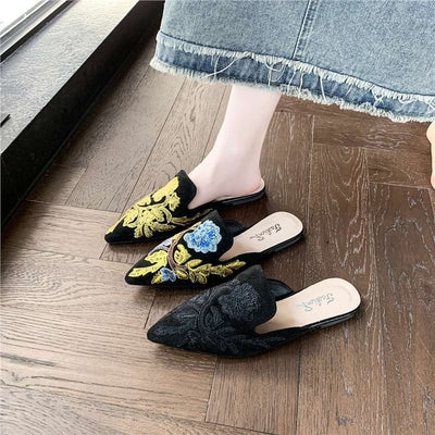Pantuflas Bordadas Baotou Estilo Nacional para Mujer - Comodidad de Verano - Image 3