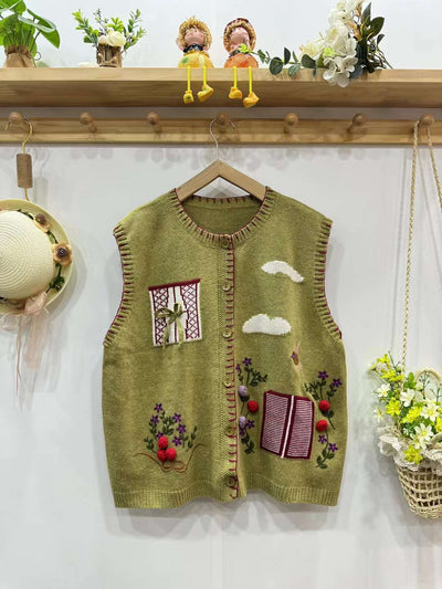 Chaleco Cardigan Mori Girl Bordado Estilo Retro Literario - Image 8