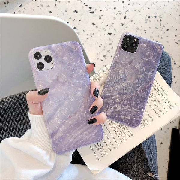 Funda de Silicona con Patrón de Concha Púrpura