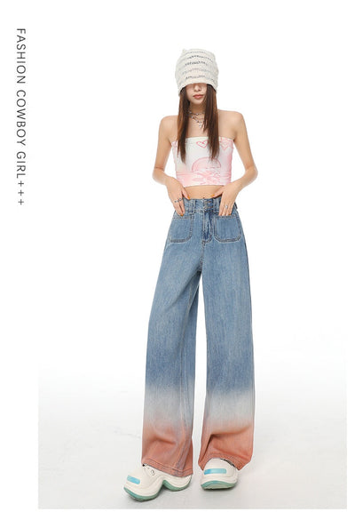Pantalones Vaqueros Cintura Alta Pierna Ancha Degradado - Ajuste Holgado para Mujer - Image 25
