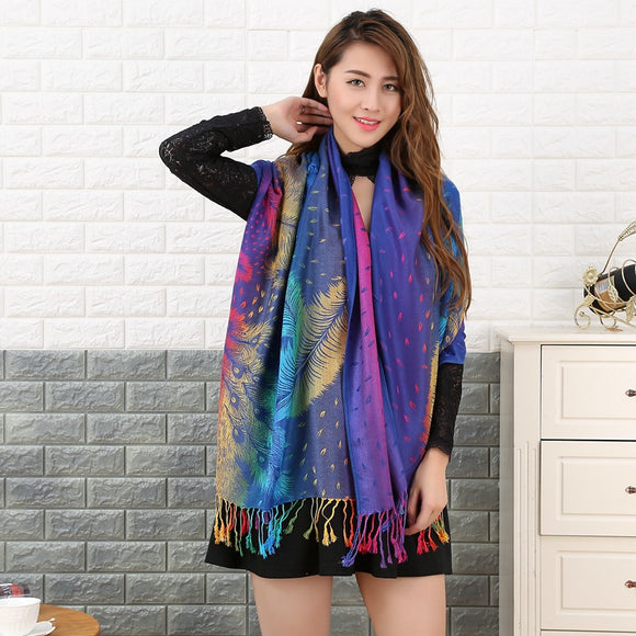 Bufanda Jacquard Vintage con Degradado Cálido