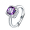 Anillo de Plata 925 con Amatista y Diamante - Diseño Coreano Elegante