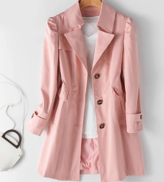 Abrigo Trench Coat Mujer Primavera Otoño Estilo Coreano Ajustado Largo - Image 7