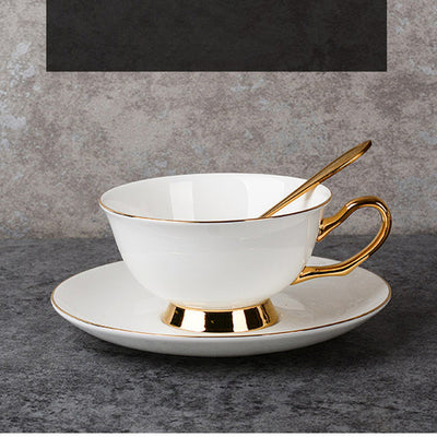 Juego de Taza y Platillo de Porcelana Fina con Detalles Dorados para Té de la Tarde - Image 8