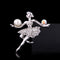 Ballerina girl full of drill brooch Silver