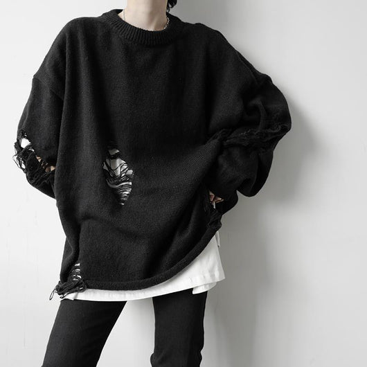 Suéter Rasgado de Color Liso para Hombre - Otoño e Invierno - Image 7