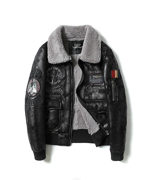 Chaqueta Vuelo Retro Americana con Cuello Solapa y Forro de Terciopelo - Image 11