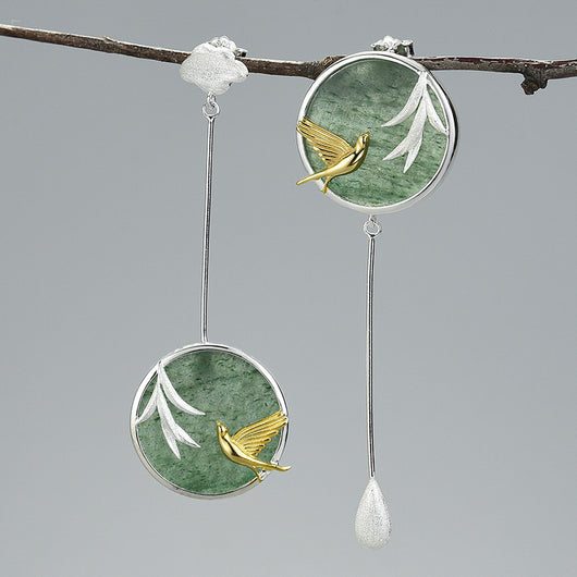 Aretes de Plata S925 Estilo Retro Guochao con Piedra Natural y Diseño Asimétrico de Nubes - Image 13