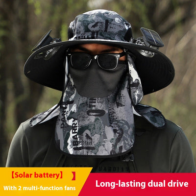 Gorro Solar de Ala Ancha con Ventilador y Secado Rápido - Image 11