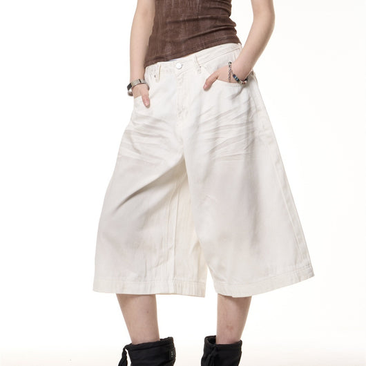 Jumpsuit Vaquero Cropped Vintage Efecto Desgastado Pierna Ancha - Image 4