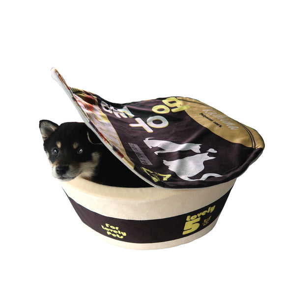Caixa de Areia Fechada para Gatos, Design de Macarrão Instantâneo Shiba Inu Fofo