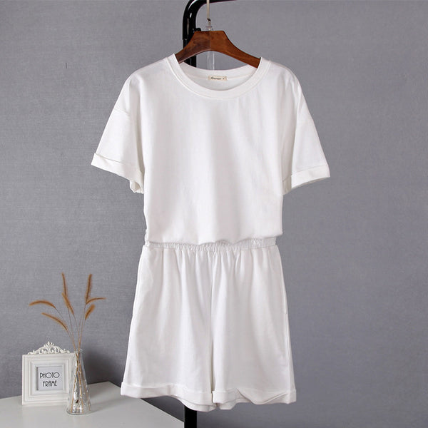 Conjunto de Verano Casual para Mujer - Blusa y Shorts de Algodón