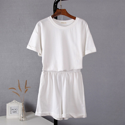 Conjunto de Verano Casual para Mujer - Blusa y Shorts de Algodón