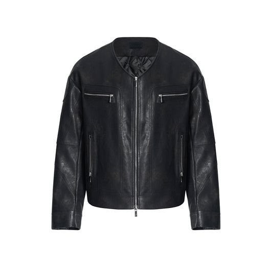 Chamarra de Cuero para Hombre con Diseño Nicho y Cierre V-Neck - Image 4