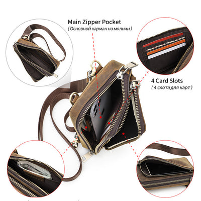 Bolsa Bandolera de Cuero Vintage para Hombre - Estilo Retro Casual - Image 3
