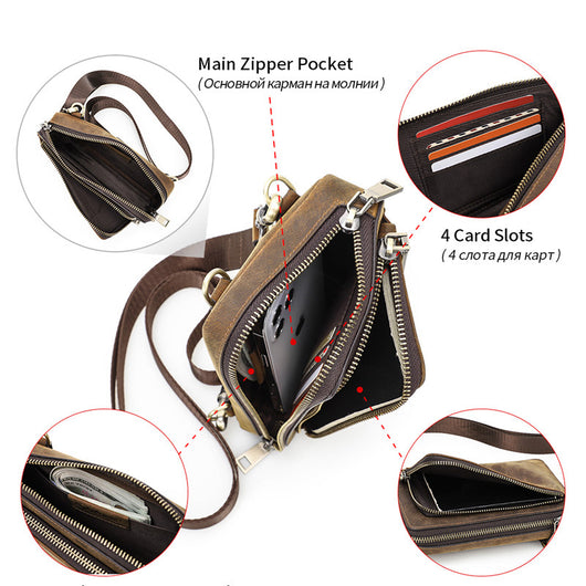 Bolsa Bandolera de Cuero Vintage para Hombre - Estilo Retro Casual - Image 3