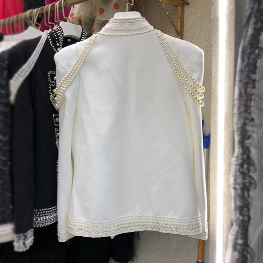 Blazer Retro Elegante con Perlas Artesanales - Chaqueta Slim Fit Estilo Corte - Image 9