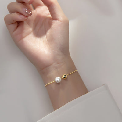 Pulsera de Perlas Sintéticas en Plata S925 - Diseño Minimalista para Mujer