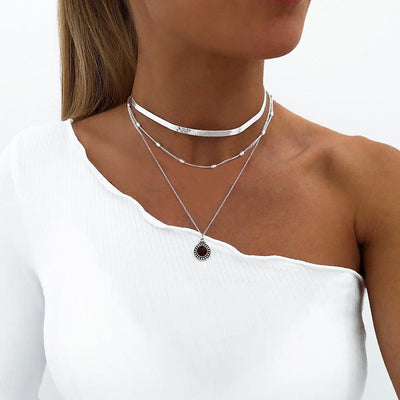 Collar Multicapa con Cristal Polvo y Diamantes