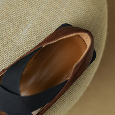 Zapatos Retro de Cuero Gamuza con Tacón Bajo y Elástico Ajustable - Image 11
