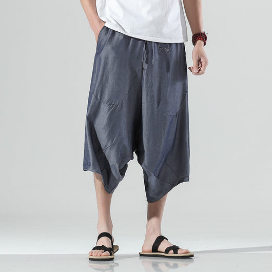 Pantalones Anchos Estilo Chino de Seda Hielo para Hombre - Talla Grande Holgada - Image 11