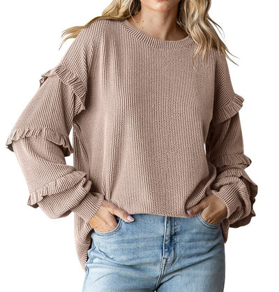 Blusa Elegante con Mangas Linterna y Encaje - Image 9