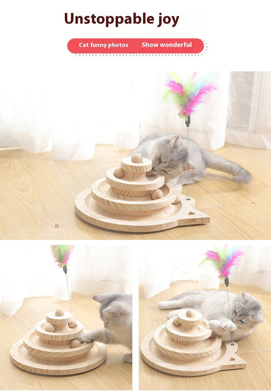 Juguete Interactivo de Madera para Gatos con Plataforma Giratoria - Image 11