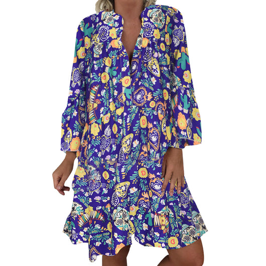 Vestido Camisa Holgado con Cuello Mao Fruncido - Image 4