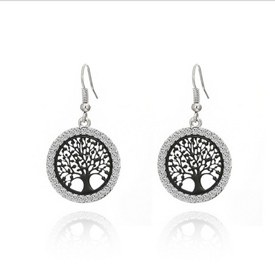 Aretes Árbol de la Vida con Ganchos de Diamante Hueco - Estilo Punk Europeo - Image 4
