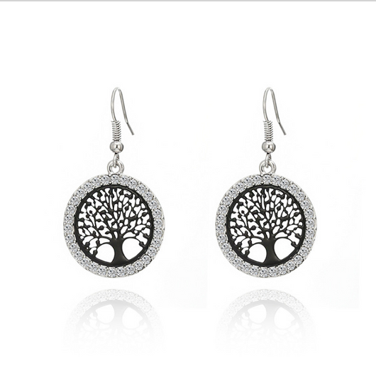 Aretes Árbol de la Vida con Ganchos de Diamante Hueco - Estilo Punk Europeo - Image 4