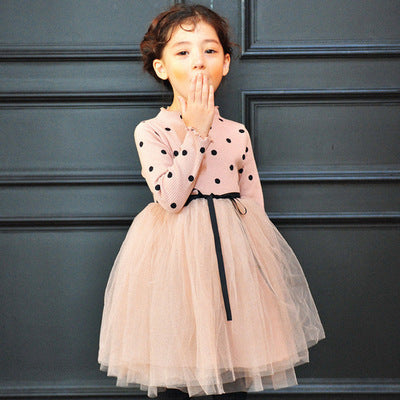 Vestido Infantil Coreano de Manga Larga para Niñas - Otoño e Invierno