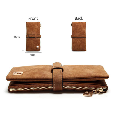 Billetera Larga Coreana de Cuero Mate con Doble Compartimento y Múltiples Tarjetas para Mujer - Image 4