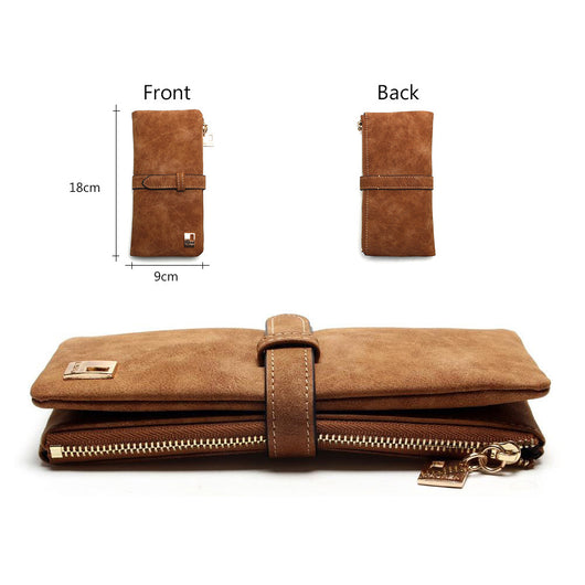 Billetera Larga Coreana de Cuero Mate con Doble Compartimento y Múltiples Tarjetas para Mujer - Image 4