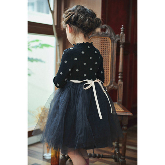 Vestido Infantil Coreano de Manga Larga para Niñas - Otoño e Invierno