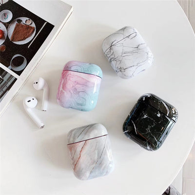 Funda de Mármol Blanco Compatible con AirPods - Protección Premium