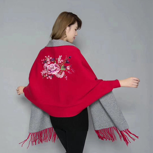 Chal Bufanda Versátil de Manga Larga Color Sólido con Flecos para Invierno - Image 20