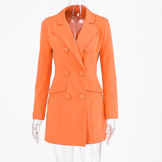 Gabardina Larga Clásica de Color Sólido para Mujer