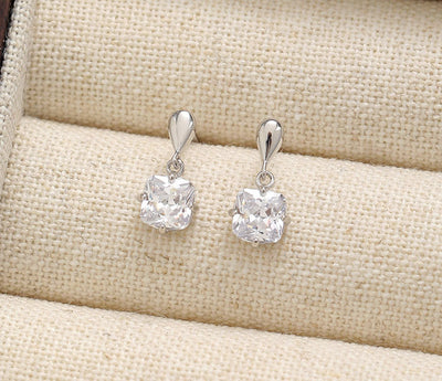 Aretes de Plata 925 Elegantes con Diamante Cuadrado en Forma de Gota - Image 7