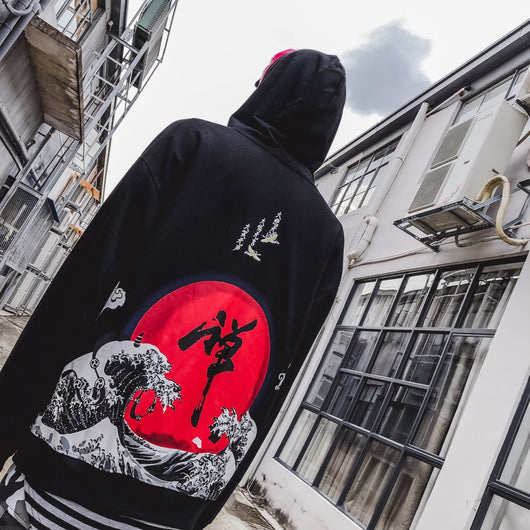 Sudadera Harajuku con Capucha para Parejas - Estilo Wave Print - Image 22