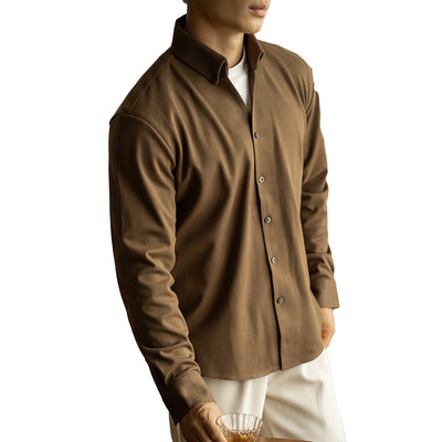 Camisa Casual de Cuello Vuelto Manga Larga para Hombre - Diseño Cálido y Versátil - Image 5