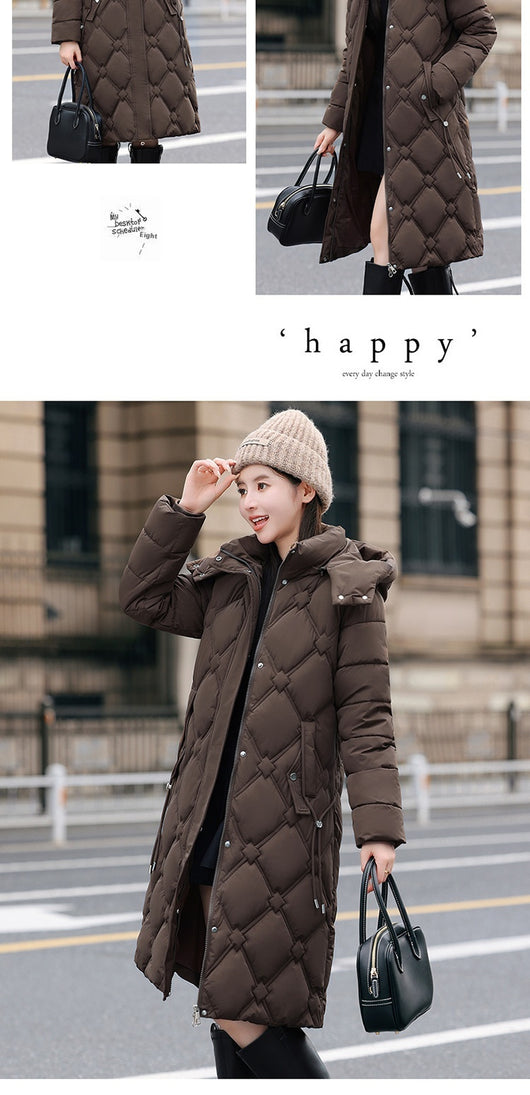 Abrigo Acolchado de Algodón Desmontable para Mujer - Largo Invierno - Image 10