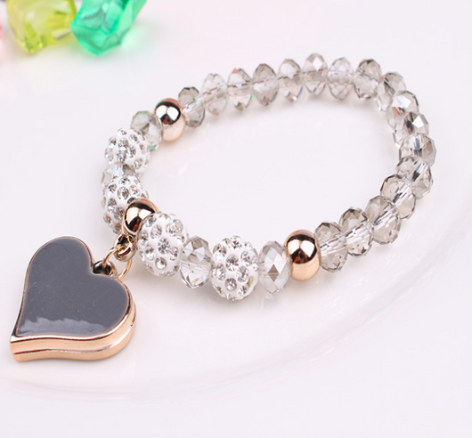 Pulsera Elástica de Cristal con Corazón - Brazalete Ajustable - Image 4