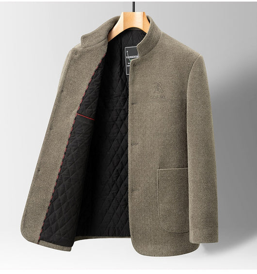 Abrigo Casual de Lana Chenilla con Cuello Alto para Hombre - Image 13