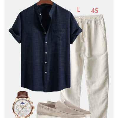 Camisa Slim Fit de Cuello Alto con Impresión Digital 3D para Hombre - Image 16