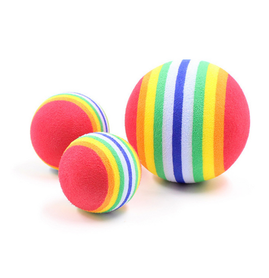 Twelve small, round rainbow-striped balls, ideal as interactive cat toys or for golf practice, on a white background. - Image 3