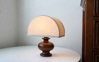 Lámpara de Mesa Mesita de Noche en Lino y Madera Maciza - Image 17