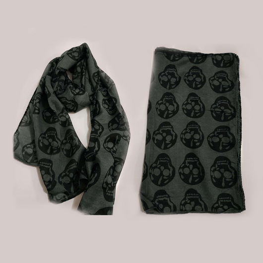 Bufanda de Algodón y Cáñamo con Diseño Calavera - Image 3