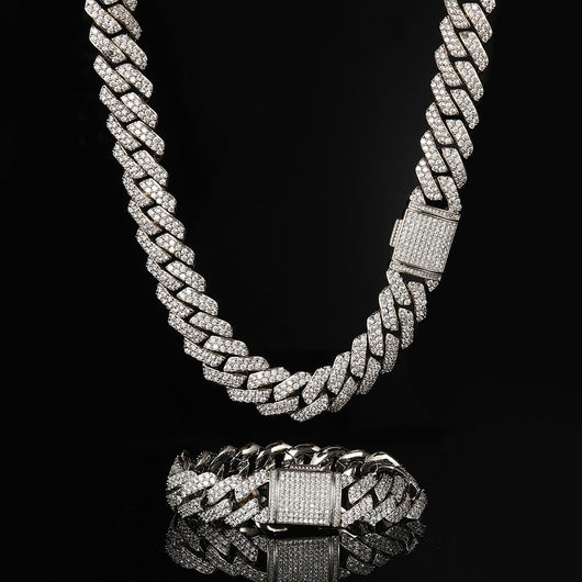 Cadena Cubana de Oro con Diamantes de Circón Doble Fila 15mm - Image 21