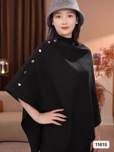 Poncho Capa Tejida Suelta para Mujer - Diseño Liso y Versátil - Image 17