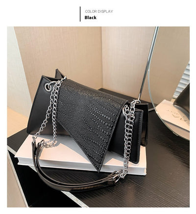 Cartera Cuadrada de Cuero Brillante con Patrón de Piedra para Mujer - Image 16